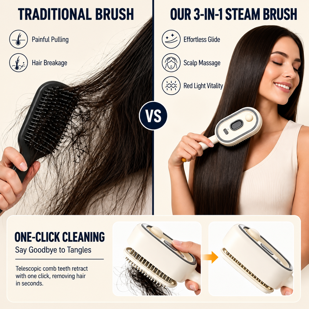 Nano Mist Hair Brush – Hydrating Scalp Massage & Detangling Comb