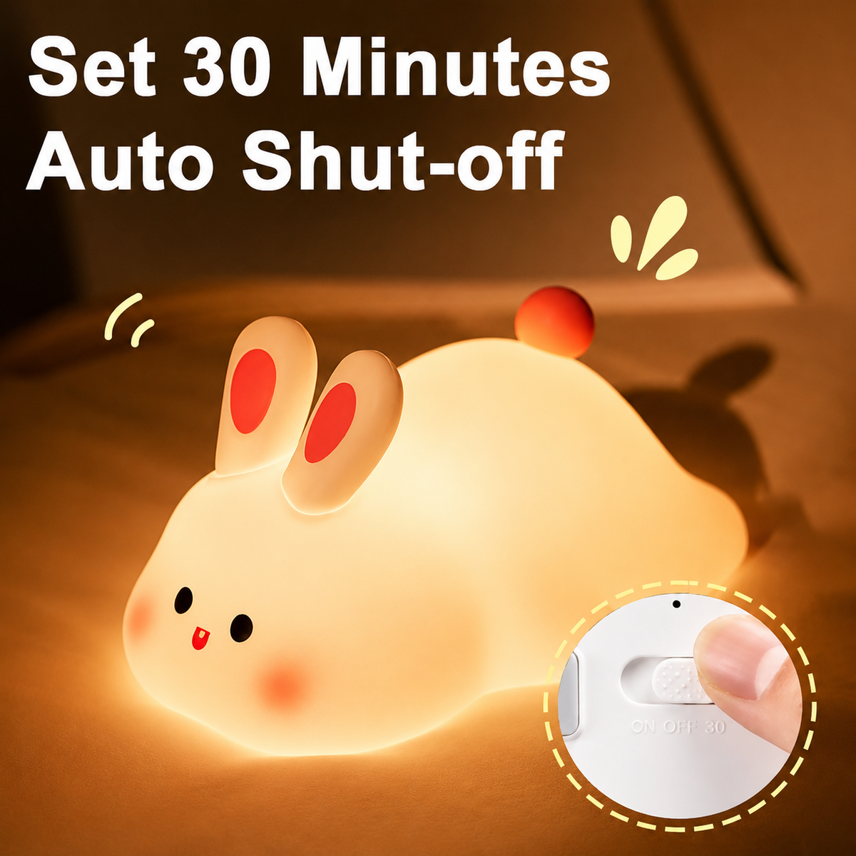 Silicone Rabbit LED Night Light - Cute Bedside Lamp