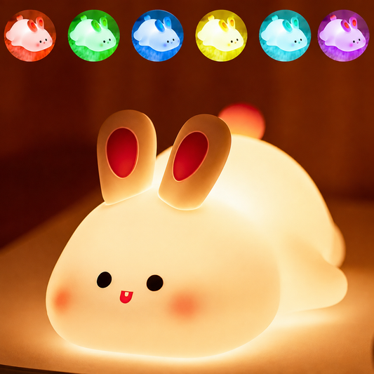 Silicone Rabbit LED Night Light - Cute Bedside Lamp