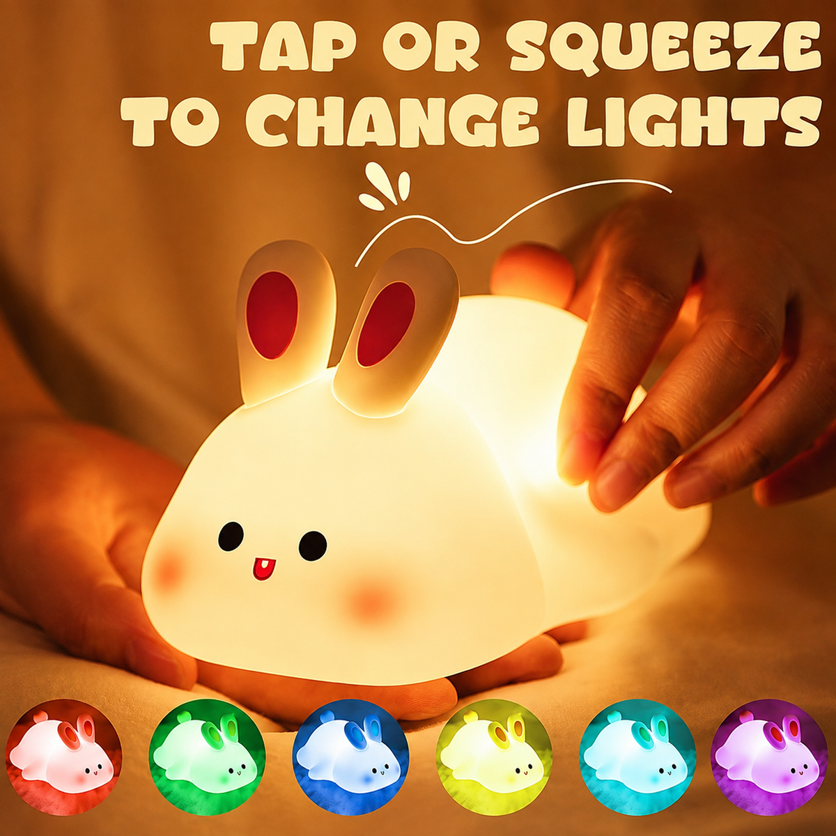 Silicone Rabbit LED Night Light - Cute Bedside Lamp